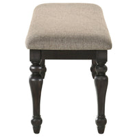 Brad Dining Bench, Turned Legs, Charcoal Gray Wood, Brown, 54 Inch -BM329140