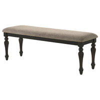 Brad Dining Bench, Turned Legs, Charcoal Gray Wood, Brown, 54 Inch -BM329140