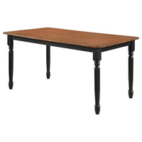 Halie Dining Table, Black Turned Legs, Rectangular Brown Wood, 63 Inch -BM329141