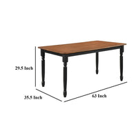Halie Dining Table, Black Turned Legs, Rectangular Brown Wood, 63 Inch -BM329141