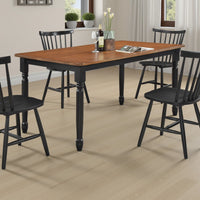 Halie Dining Table, Black Turned Legs, Rectangular Brown Wood, 63 Inch -BM329141