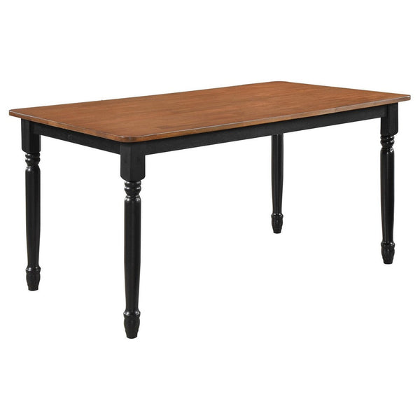 Halie Dining Table, Black Turned Legs, Rectangular Brown Wood, 63 Inch -BM329141