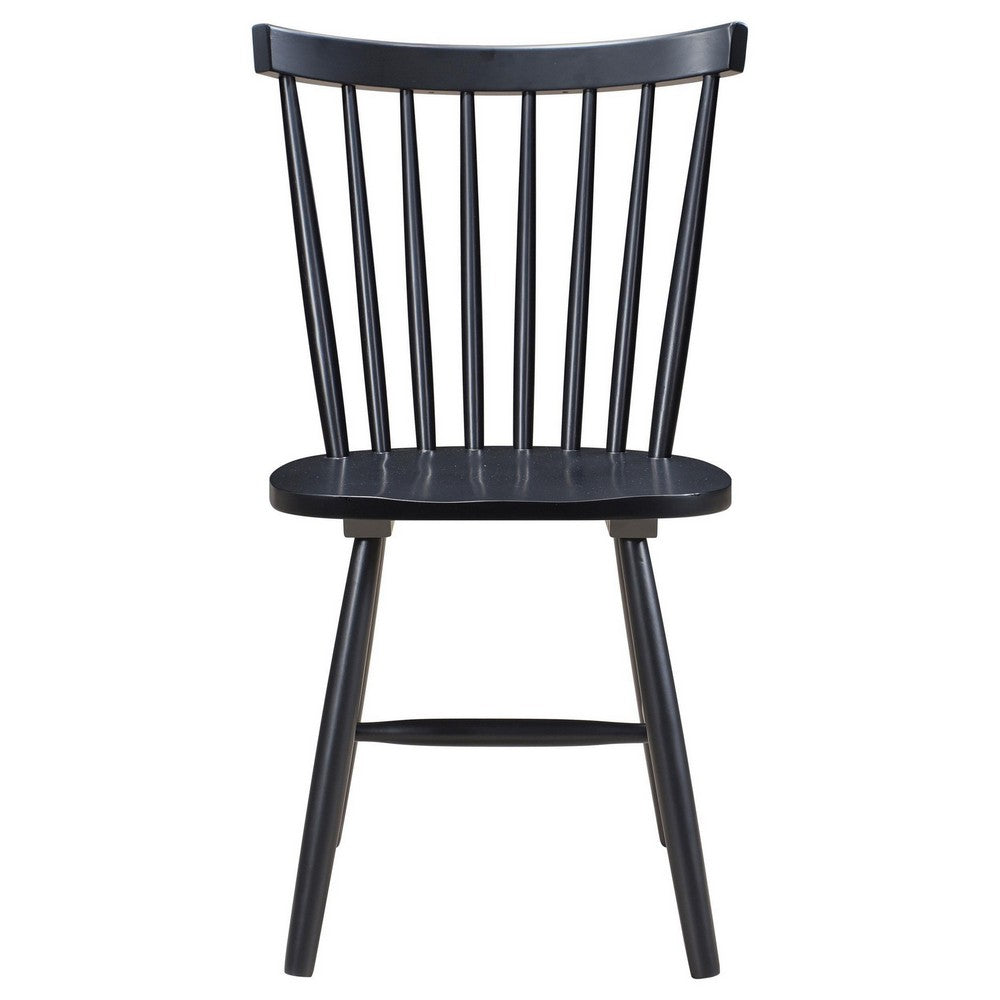 Halie Dining Side Chair Set of 2, Spindle Back, Black Asian Hardwood -BM329142