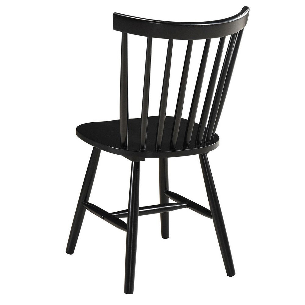 Halie Dining Side Chair Set of 2, Spindle Back, Black Asian Hardwood -BM329142