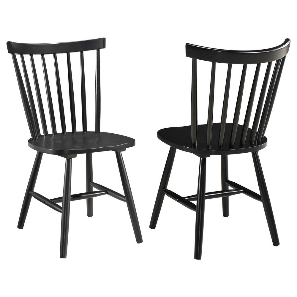 Halie Dining Side Chair Set of 2, Spindle Back, Black Asian Hardwood -BM329142