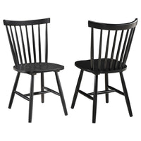 Halie Dining Side Chair Set of 2, Spindle Back, Black Asian Hardwood -BM329142