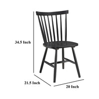 Halie Dining Side Chair Set of 2, Spindle Back, Black Asian Hardwood -BM329142