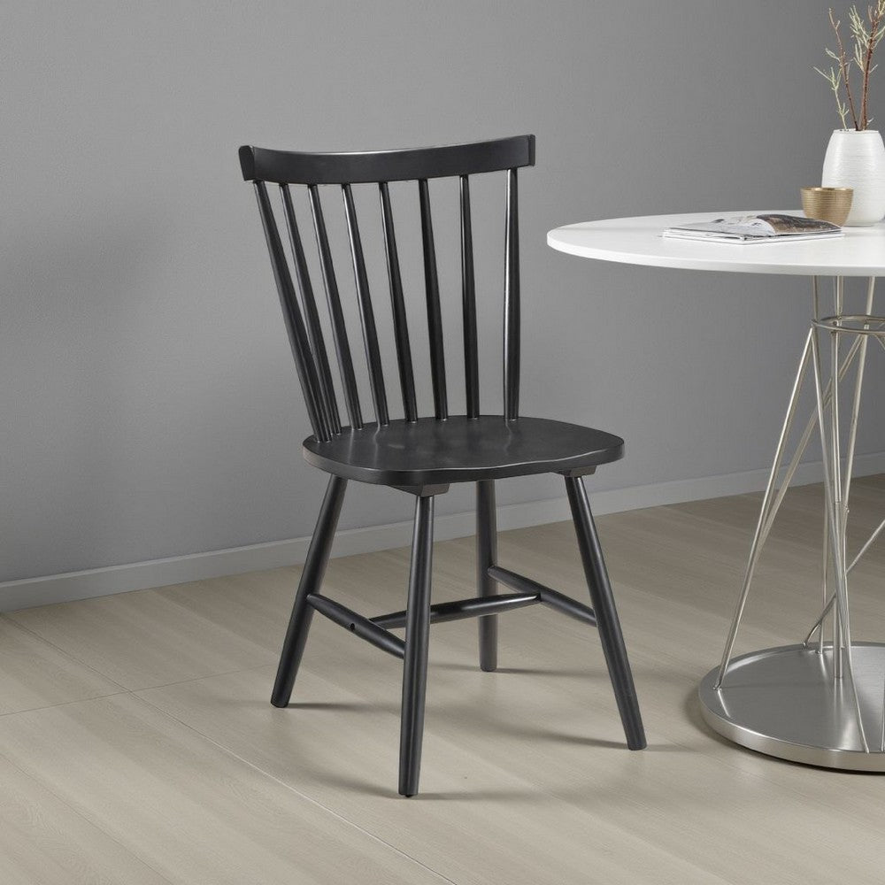 Halie Dining Side Chair Set of 2, Spindle Back, Black Asian Hardwood -BM329142