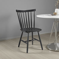 Halie Dining Side Chair Set of 2, Spindle Back, Black Asian Hardwood -BM329142