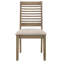 Scott Dining Side Chair Set of 2, Ladderback, Brown Wood, Latte Fabric -BM329144