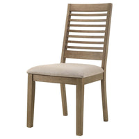 Scott Dining Side Chair Set of 2, Ladderback, Brown Wood, Latte Fabric -BM329144