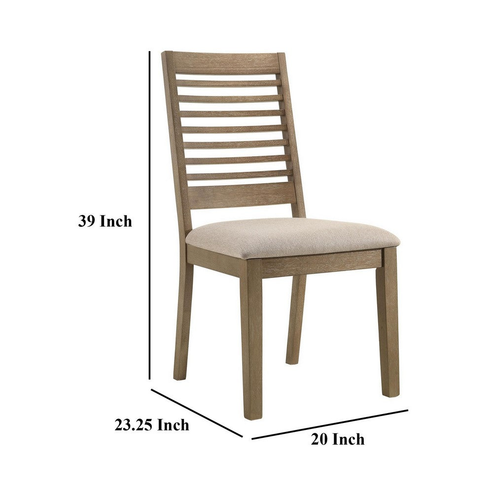 Scott Dining Side Chair Set of 2, Ladderback, Brown Wood, Latte Fabric -BM329144