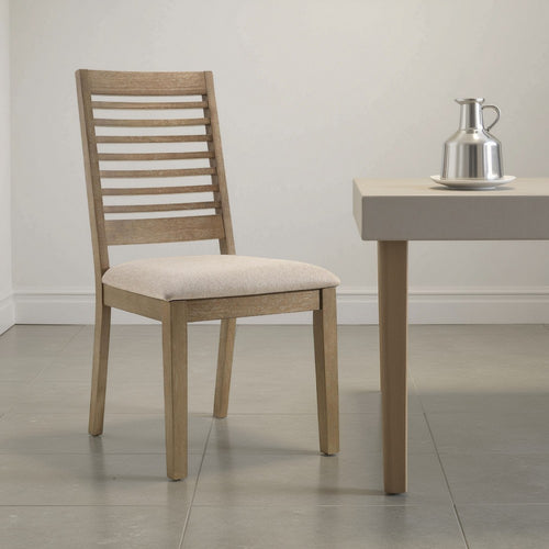 Scott Dining Side Chair Set of 2, Ladderback, Brown Wood, Latte Fabric -BM329144