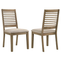Scott Dining Side Chair Set of 2, Ladderback, Brown Wood, Latte Fabric -BM329144