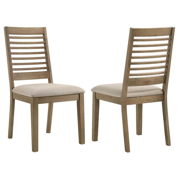 Scott Dining Side Chair Set of 2, Ladderback, Brown Wood, Latte Fabric -BM329144