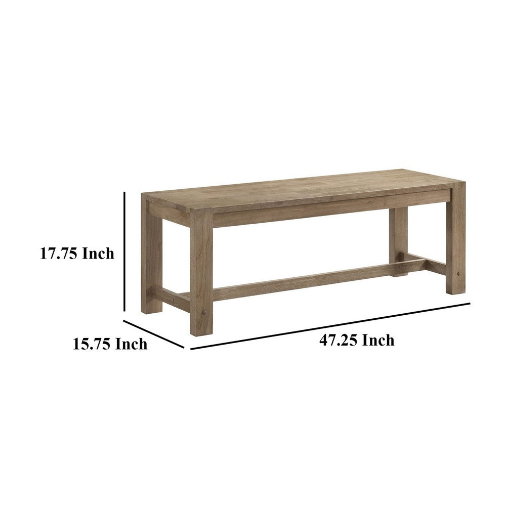 Scott Dining Bench with Trestle Base, Backless Brown Hardwood, 47 Inch -BM329145