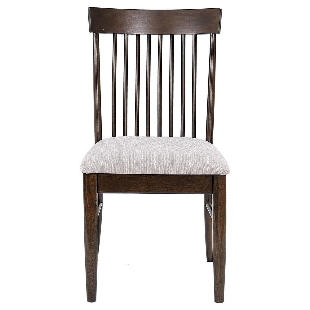 Eve Dining Side Chair Set of 2, Dark Walnut Brown Wood, Wheat Beige -BM329147