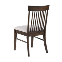 Eve Dining Side Chair Set of 2, Dark Walnut Brown Wood, Wheat Beige -BM329147