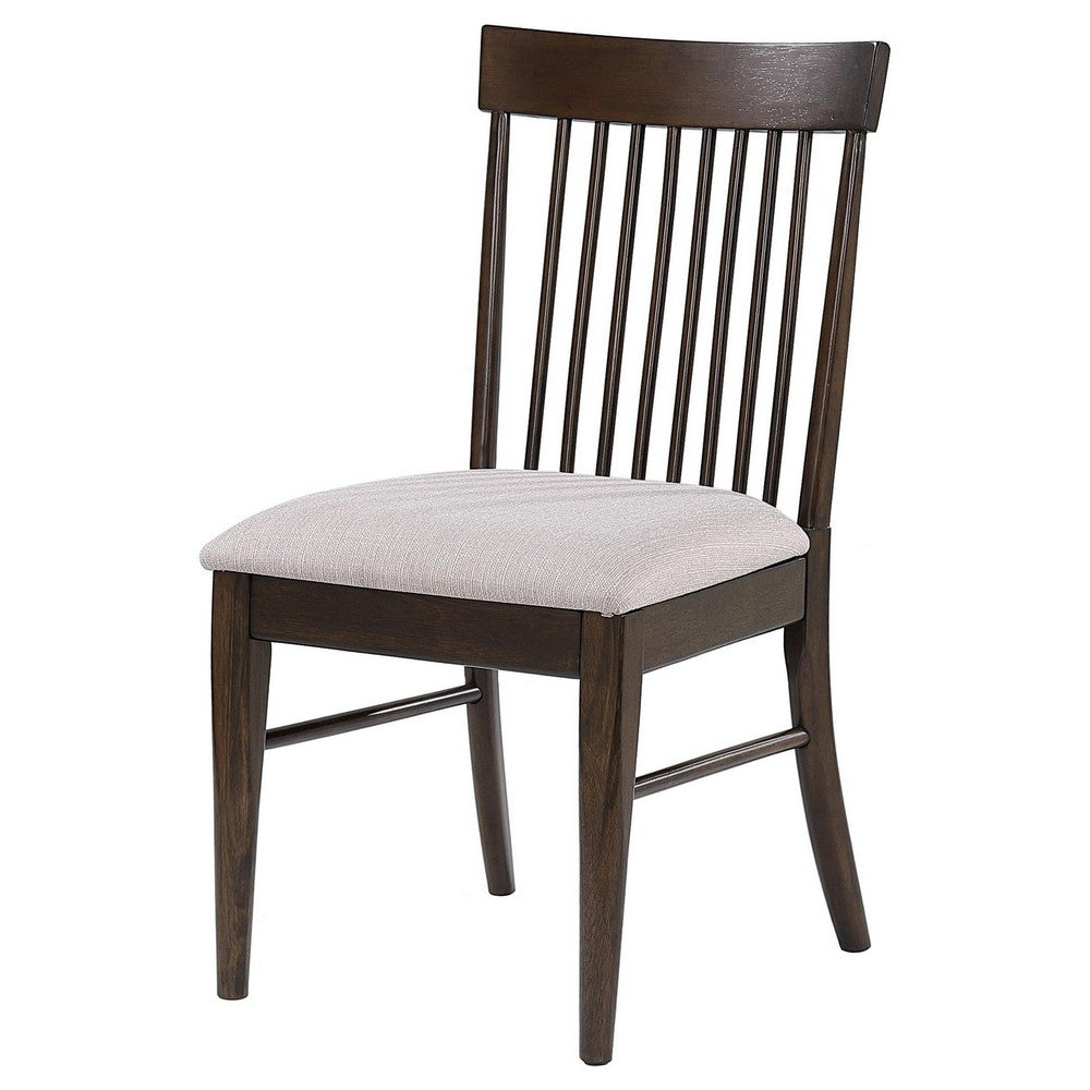 Eve Dining Side Chair Set of 2, Dark Walnut Brown Wood, Wheat Beige -BM329147
