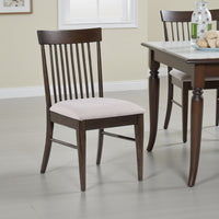 Eve Dining Side Chair Set of 2, Dark Walnut Brown Wood, Wheat Beige -BM329147