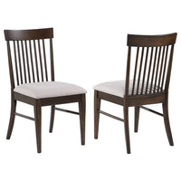 Eve Dining Side Chair Set of 2, Dark Walnut Brown Wood, Wheat Beige -BM329147
