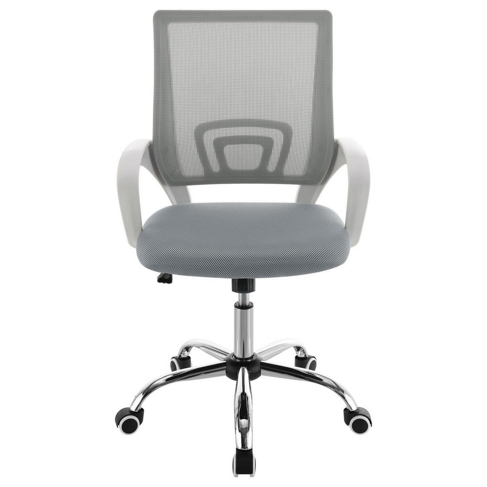 Fera Rolling Office Chair, Adjustable Chrome Base, Gray Mesh Fabric -BM329150