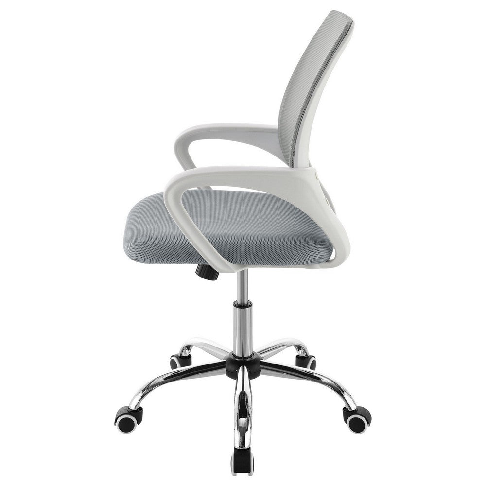 Fera Rolling Office Chair, Adjustable Chrome Base, Gray Mesh Fabric -BM329150