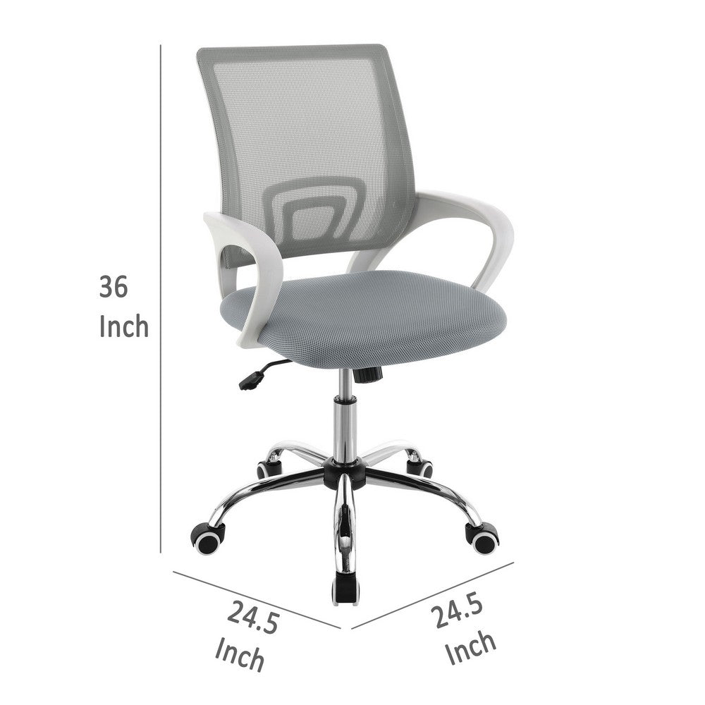 Fera Rolling Office Chair, Adjustable Chrome Base, Gray Mesh Fabric -BM329150