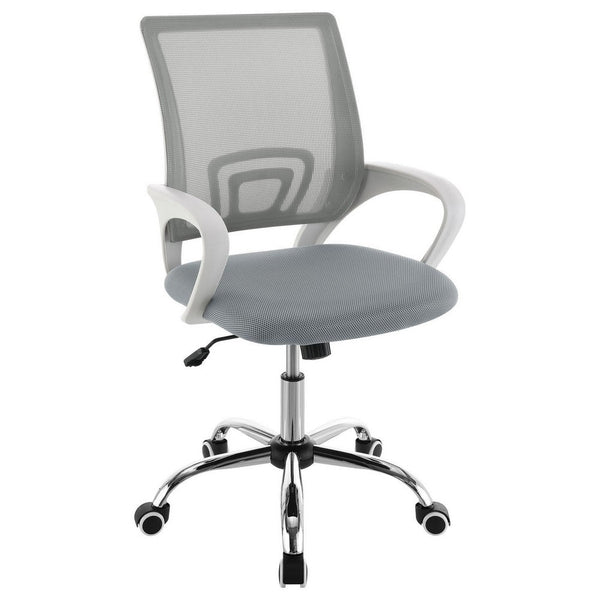 Fera Rolling Office Chair, Adjustable Chrome Base, Gray Mesh Fabric -BM329150