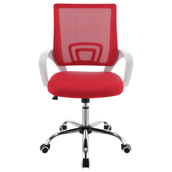 Fera Rolling Office Chair, Adjustable Chrome Base, Red Mesh Fabric -BM329151
