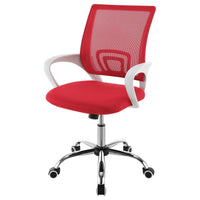Fera Rolling Office Chair, Adjustable Chrome Base, Red Mesh Fabric -BM329151