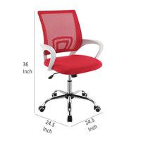 Fera Rolling Office Chair, Adjustable Chrome Base, Red Mesh Fabric -BM329151