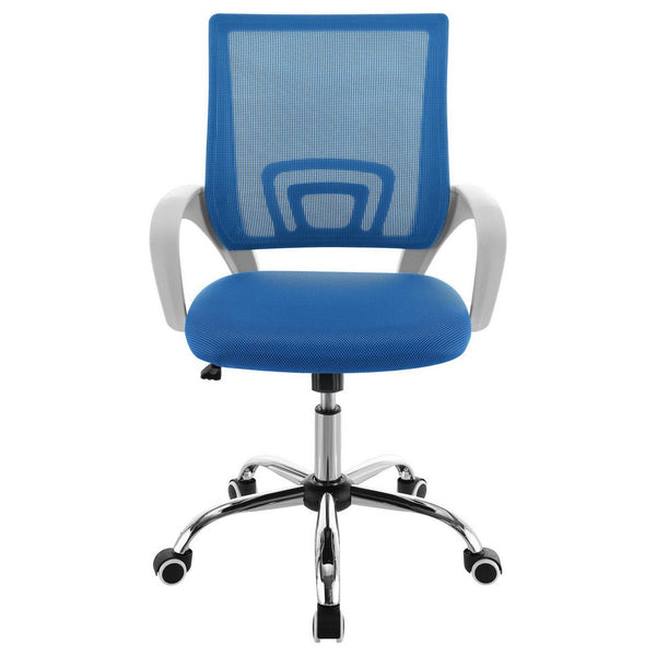 Fera Rolling Office Chair, Adjustable Chrome Base, Blue Mesh Fabric -BM329152