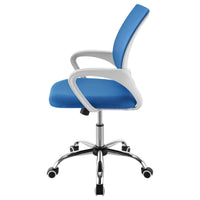 Fera Rolling Office Chair, Adjustable Chrome Base, Blue Mesh Fabric -BM329152