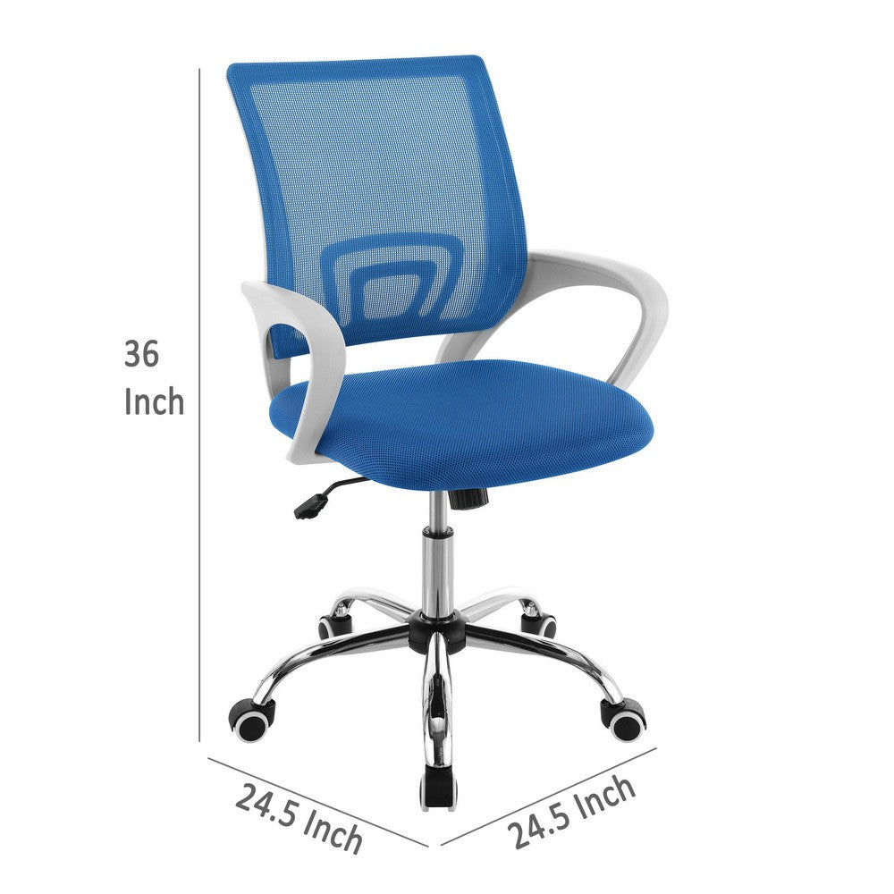Fera Rolling Office Chair, Adjustable Chrome Base, Blue Mesh Fabric -BM329152