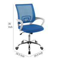 Fera Rolling Office Chair, Adjustable Chrome Base, Blue Mesh Fabric -BM329152