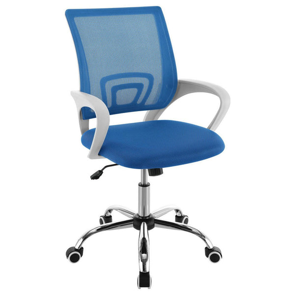 Fera Rolling Office Chair, Adjustable Chrome Base, Blue Mesh Fabric -BM329152