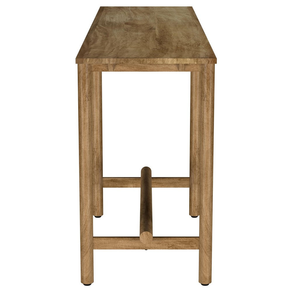 Arius Sofa Console Table, 57 Inch Slim Rectangular Brown Mango Wood -BM329153