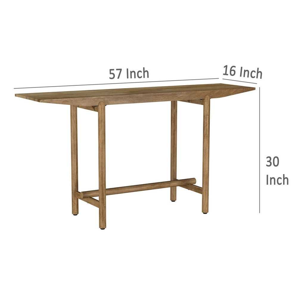 Arius Sofa Console Table, 57 Inch Slim Rectangular Brown Mango Wood -BM329153