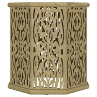 Ores Accent Side Table with Intricate Carvings, Brown Mango Wood -BM329154
