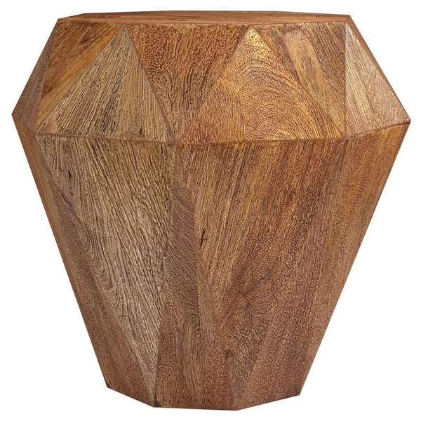 Cinti Accent Side Table, Gemstone Shape, Natural Brown Mango Wood -BM329156