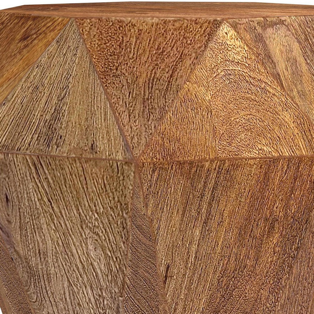 Cinti Accent Side Table, Gemstone Shape, Natural Brown Mango Wood -BM329156