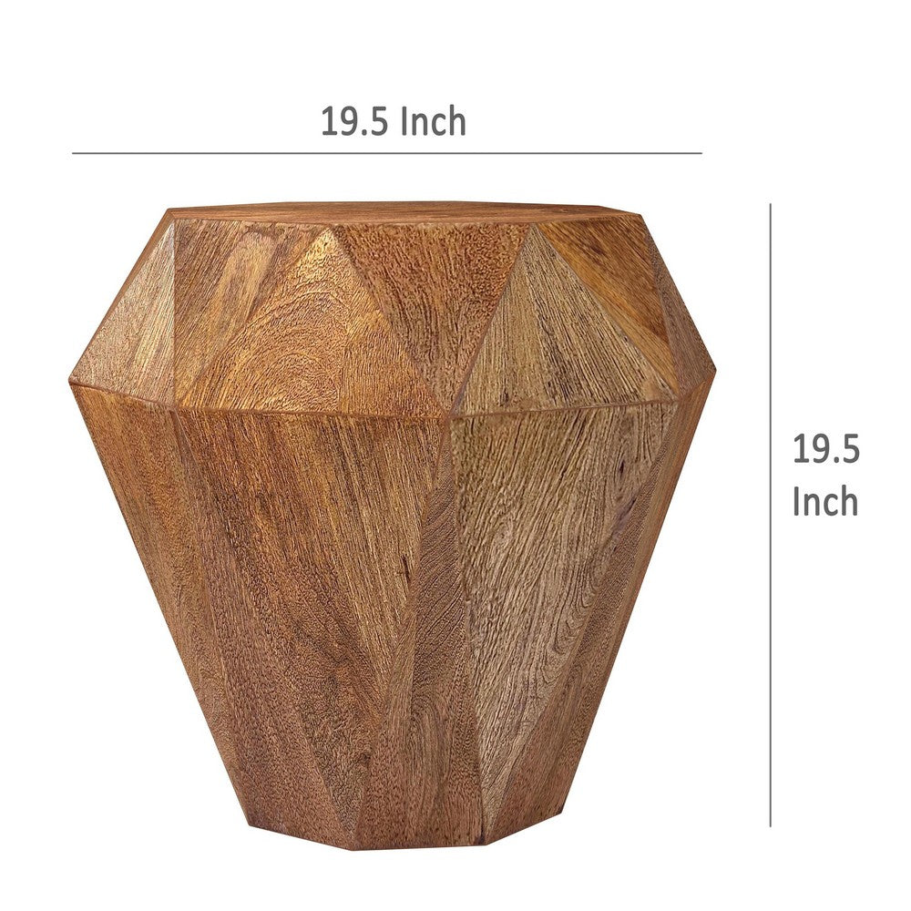 Cinti Accent Side Table, Gemstone Shape, Natural Brown Mango Wood -BM329156