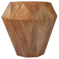 Cinti Accent Side Table, Gemstone Shape, Natural Brown Mango Wood -BM329156