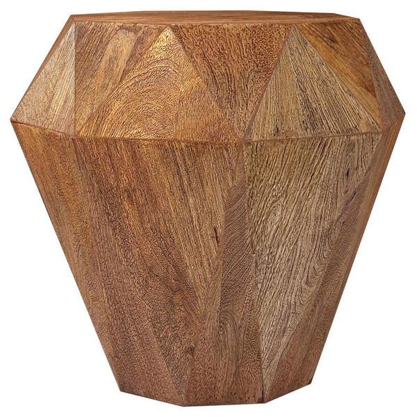 Cinti Accent Side Table, Gemstone Shape, Natural Brown Mango Wood -BM329156