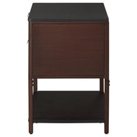 Zemy Side End Table, 2 Drawers, Open Shelf, Black Metal, Rust Brown -BM329158
