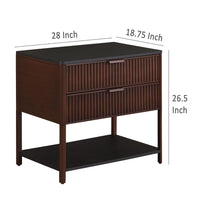 Zemy Side End Table, 2 Drawers, Open Shelf, Black Metal, Rust Brown -BM329158
