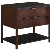 Zemy Side End Table, 2 Drawers, Open Shelf, Black Metal, Rust Brown -BM329158