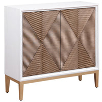 Chan Accent Cabinet, 2 Parquet Fluted Doors, 36 Inch White Brown -BM329159