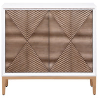 Chan Accent Cabinet, 2 Parquet Fluted Doors, 36 Inch White Brown -BM329159